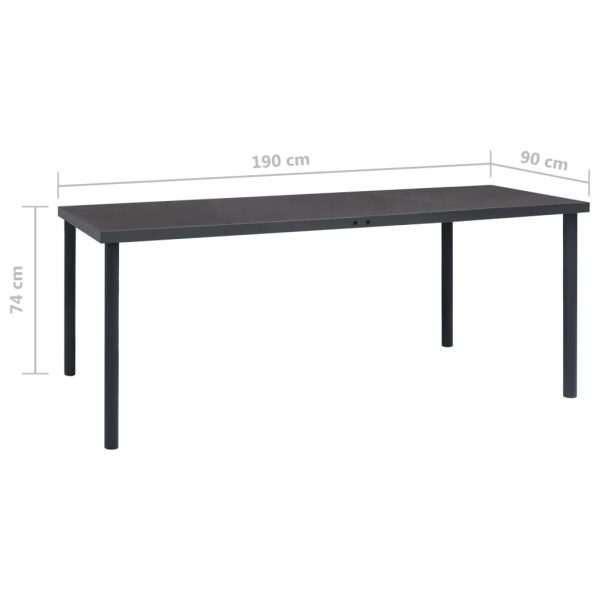 Mesa de jantar para jardim 190x90x74 cm aço antracite - Image 6