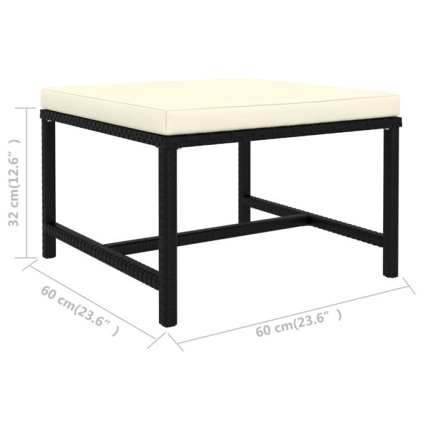 5 pcs conjunto sofás de jardim com almofadões vime PE preto - Image 11