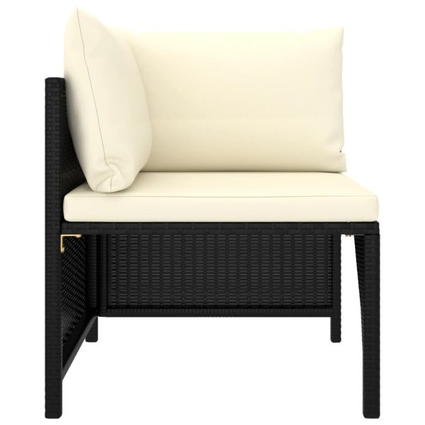5 pcs conjunto sofás de jardim com almofadões vime PE preto - Image 4