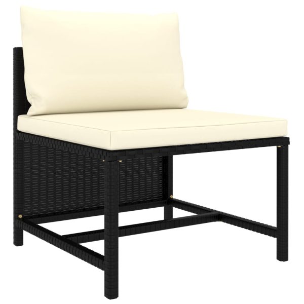 5 pcs conjunto sofás de jardim com almofadões vime PE preto - Image 5