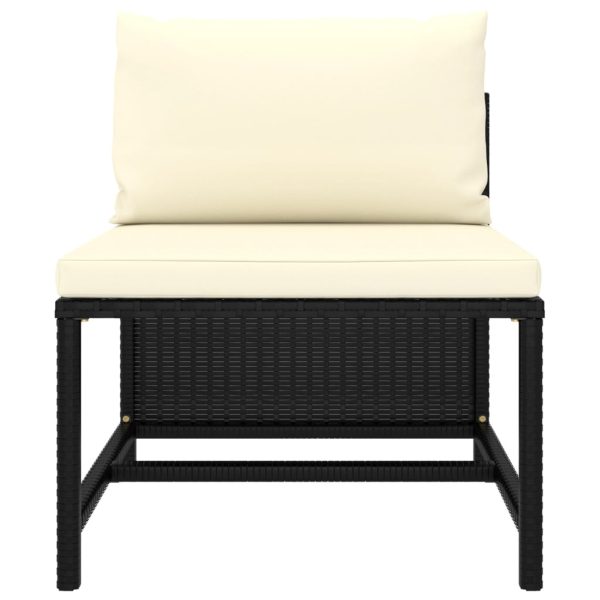 5 pcs conjunto sofás de jardim com almofadões vime PE preto - Image 6
