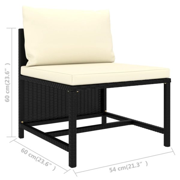 5 pcs conjunto sofás de jardim com almofadões vime PE preto - Image 10