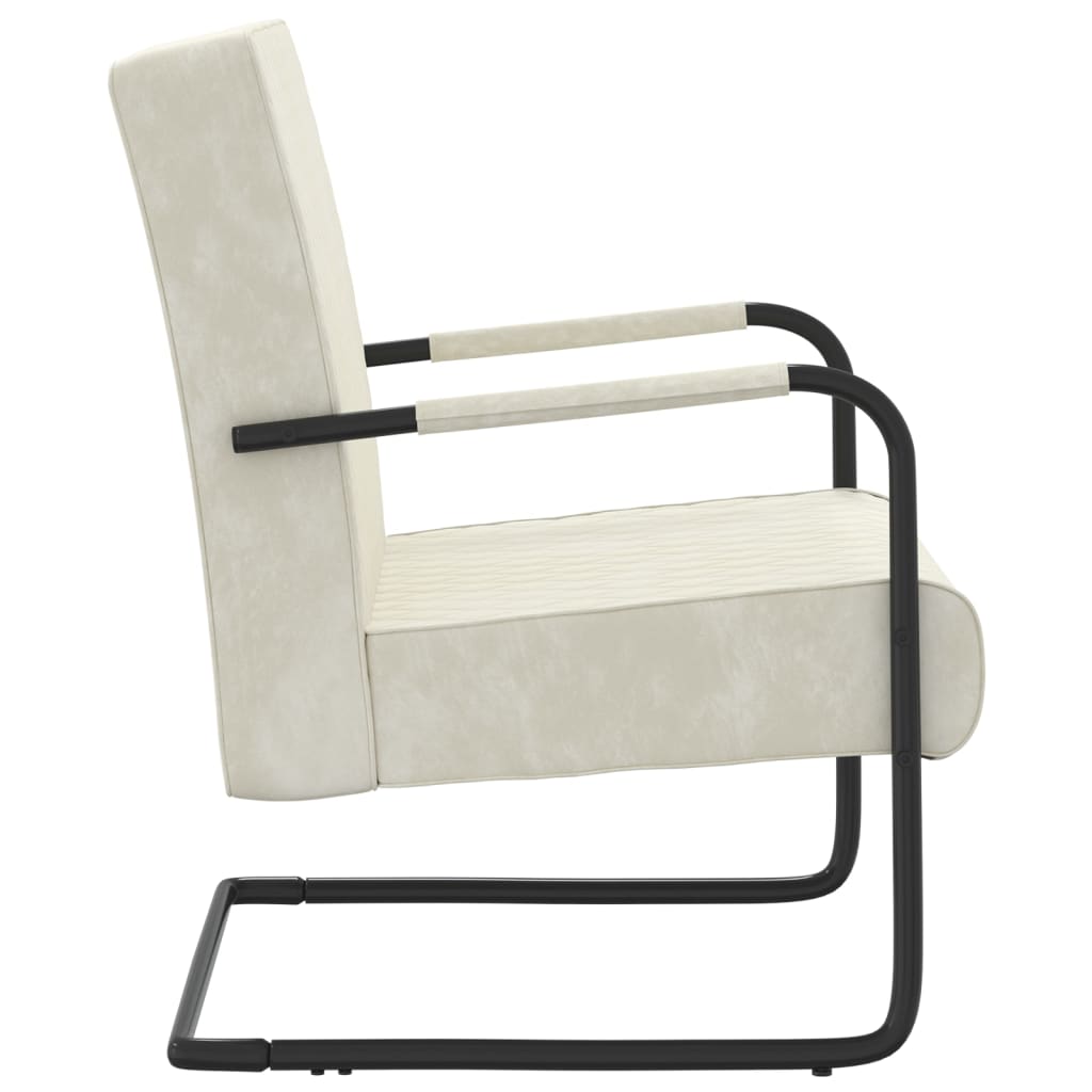 Cadeira cantilever veludo branco nata - Image 3