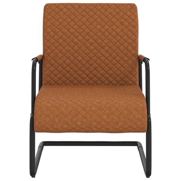 Cadeira cantilever em couro artificial castanho mate - Image 2