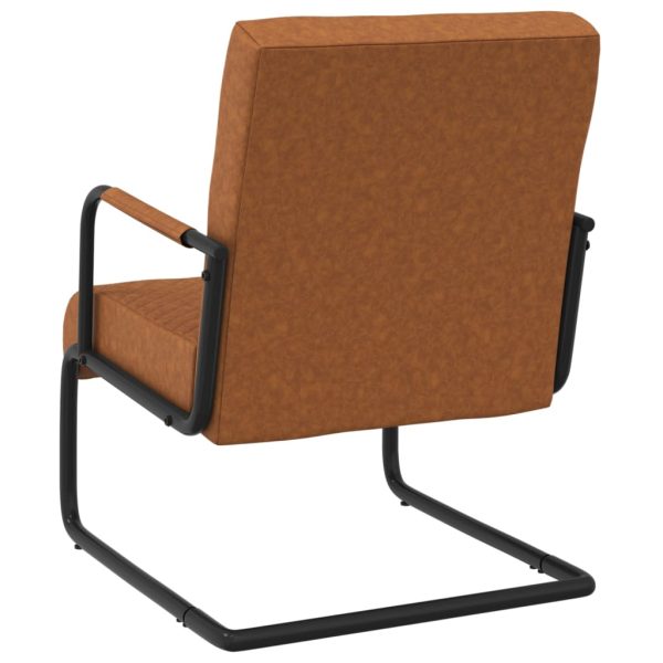 Cadeira cantilever em couro artificial castanho mate - Image 4