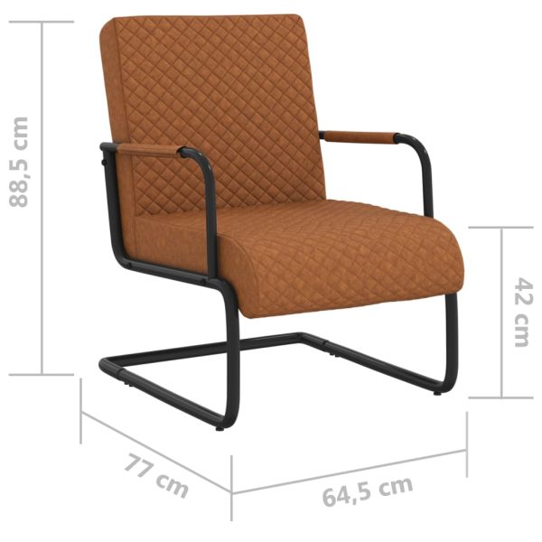 Cadeira cantilever em couro artificial castanho mate - Image 8