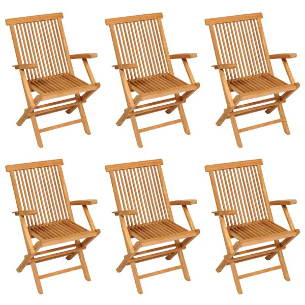 7 pcs conjunto de jantar para jardim madeira de teca maciça - Image 9