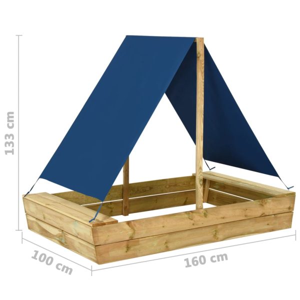 Caixa de areia c/ telhado 160x100x133 cm pinho impregnado - Image 5