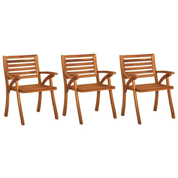 Cadeiras jantar jardim + almofadões 3 pcs madeira acácia maciça - Image 2