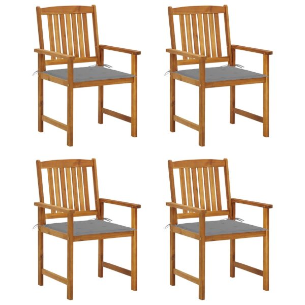 Cadeiras de jardim c/ almofadões 4 pcs madeira de acácia maciça