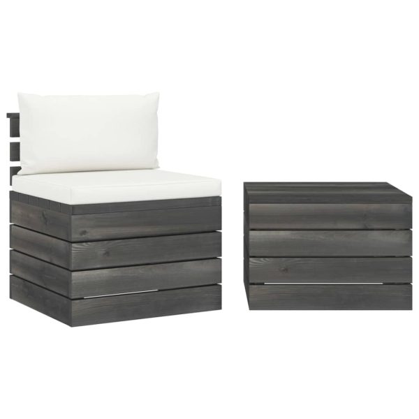 2 pcs conjunto lounge de paletes com almofadões pinho maciço - Image 2