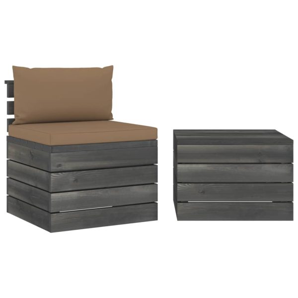 2 pcs conjunto lounge de paletes com almofadões pinho maciço - Image 2