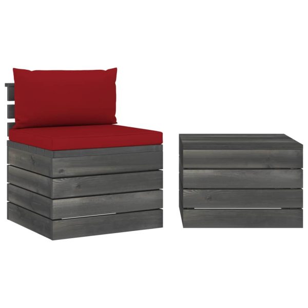 2 pcs conjunto lounge de paletes com almofadões pinho maciço - Image 2