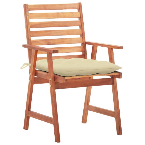 Cadeiras de jantar p/ jardim 3 pcs c/ almofadões acácia maciça - Image 2