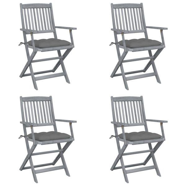 Cadeiras exterior dobráveis c/ almofadões 4 pcs acácia maciça