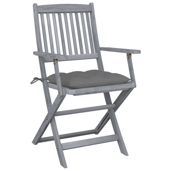 Cadeiras exterior dobráveis c/ almofadões 4 pcs acácia maciça - Image 3