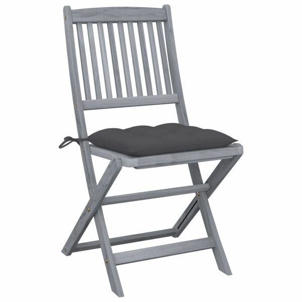 Cadeiras exterior dobráveis c/ almofadões 4 pcs acácia maciça - Image 2