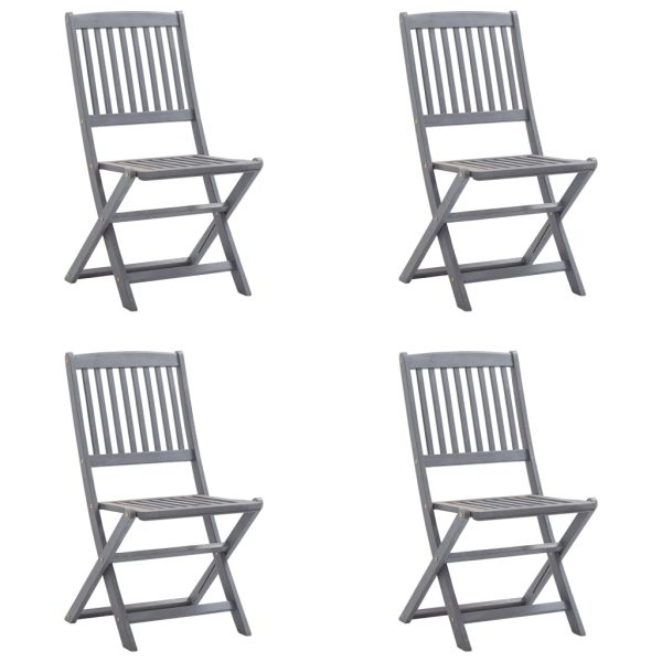 Cadeiras exterior dobráveis c/ almofadões 4 pcs acácia maciça - Image 3