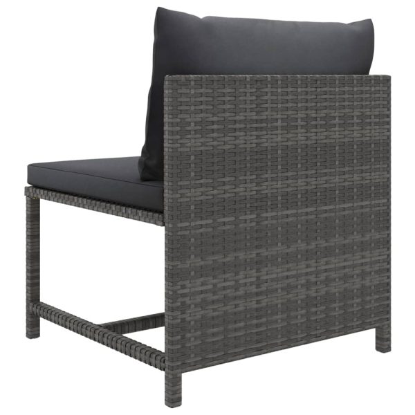 5 pcs conjunto lounge de jardim c/ almofadões vime PE cinzento - Image 7