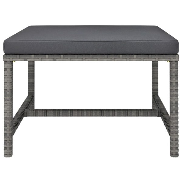 5 pcs conjunto lounge de jardim c/ almofadões vime PE cinzento - Image 9