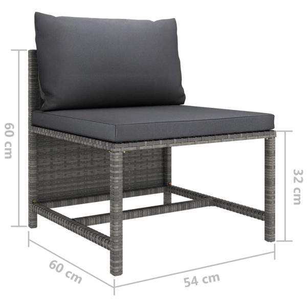 5 pcs conjunto lounge de jardim c/ almofadões vime PE cinzento - Image 11