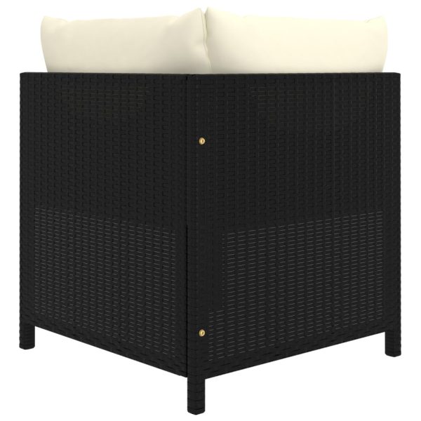 5 pcs conjunto lounge de jardim c/ almofadões vime PE preto - Image 4
