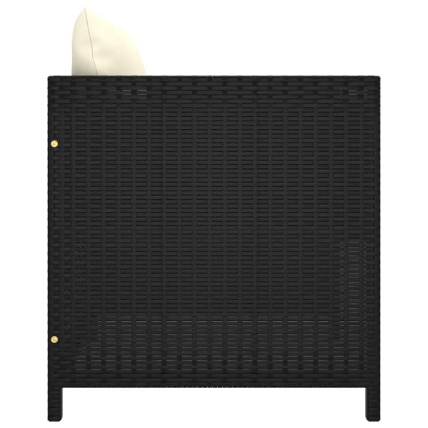 5 pcs conjunto lounge de jardim c/ almofadões vime PE preto - Image 6