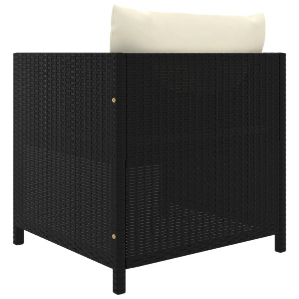5 pcs conjunto lounge de jardim c/ almofadões vime PE preto - Image 7