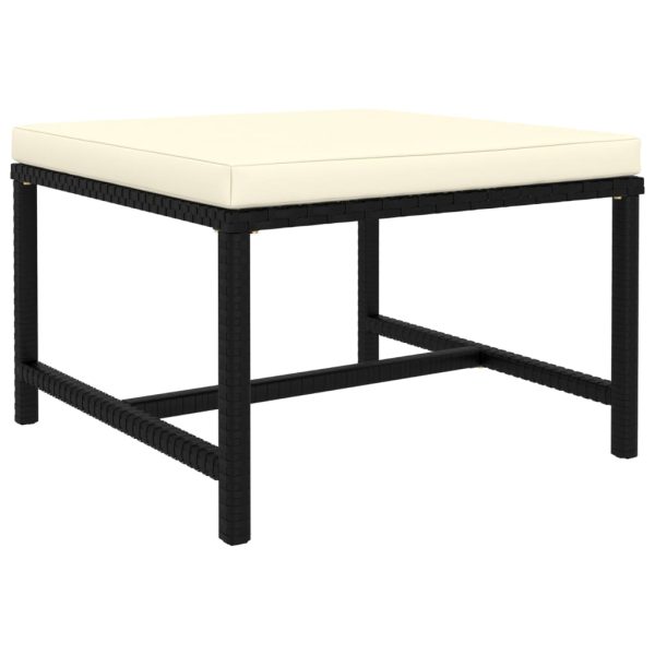 5 pcs conjunto lounge de jardim c/ almofadões vime PE preto - Image 8