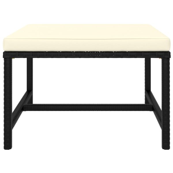 5 pcs conjunto lounge de jardim c/ almofadões vime PE preto - Image 9