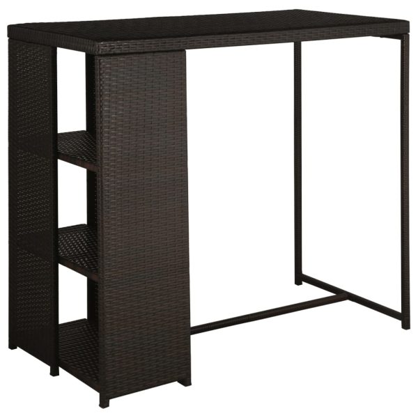 5 pcs conjunto de bar p/ jardim com almofadões vime PE castanho - Image 2