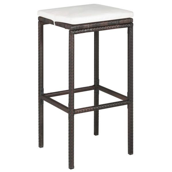 5 pcs conjunto de bar p/ jardim com almofadões vime PE castanho - Image 5