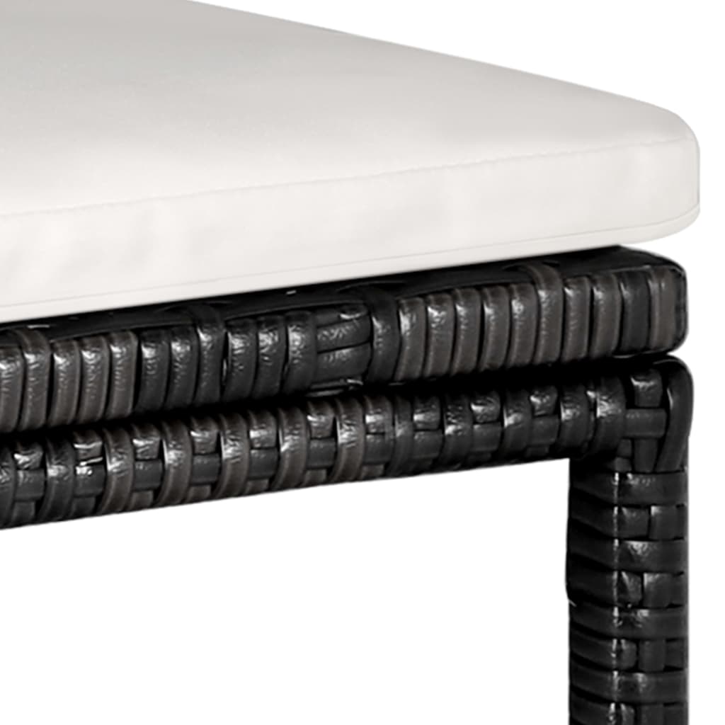 5 pcs conjunto de bar p/ jardim c/ almofadões vime PE preto - Image 6