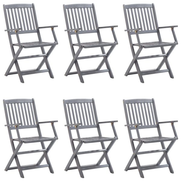 Cadeiras exterior dobráveis c/ almofadões 6 pcs acácia maciça - Image 2