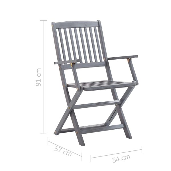 Cadeiras de exterior dobráveis 6 pcs madeira de acácia maciça - Image 11