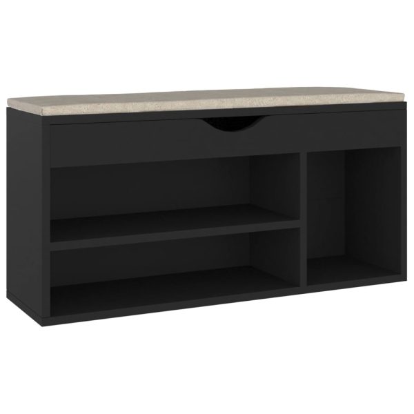 Banco sapateira c/ almofadão contraplacado 104x30x49 cm preto - Image 2