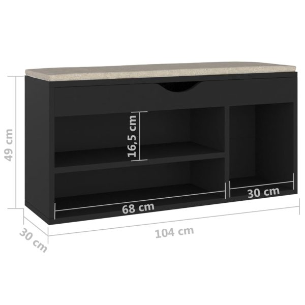 Banco sapateira c/ almofadão contraplacado 104x30x49 cm preto - Image 8