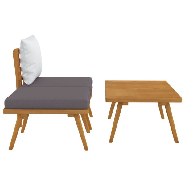 3 pcs conjunto lounge de jardim c/ almofadões acácia maciça - Image 4