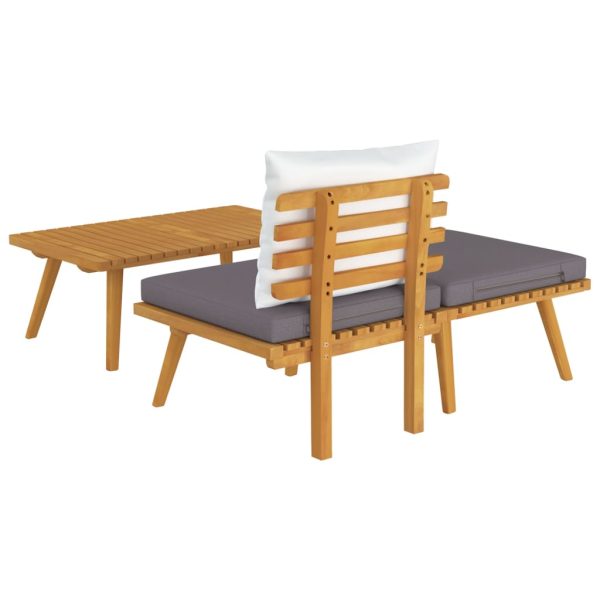 3 pcs conjunto lounge de jardim c/ almofadões acácia maciça - Image 5