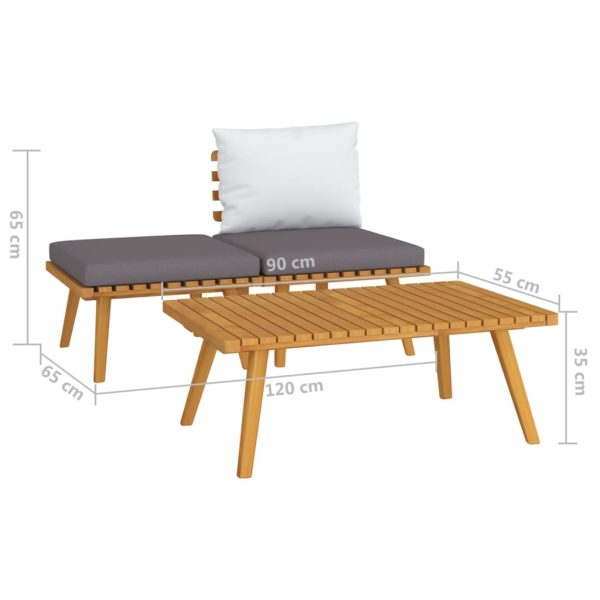 3 pcs conjunto lounge de jardim c/ almofadões acácia maciça - Image 7