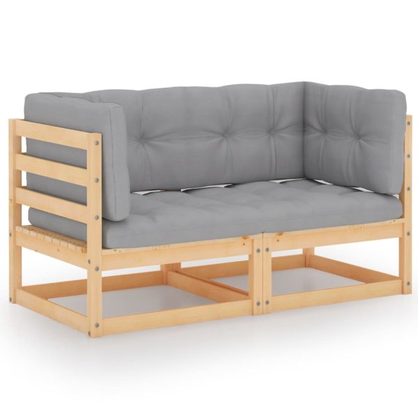 3 pcs conjunto lounge de jardim c/ almofadões pinho maciço - Image 4