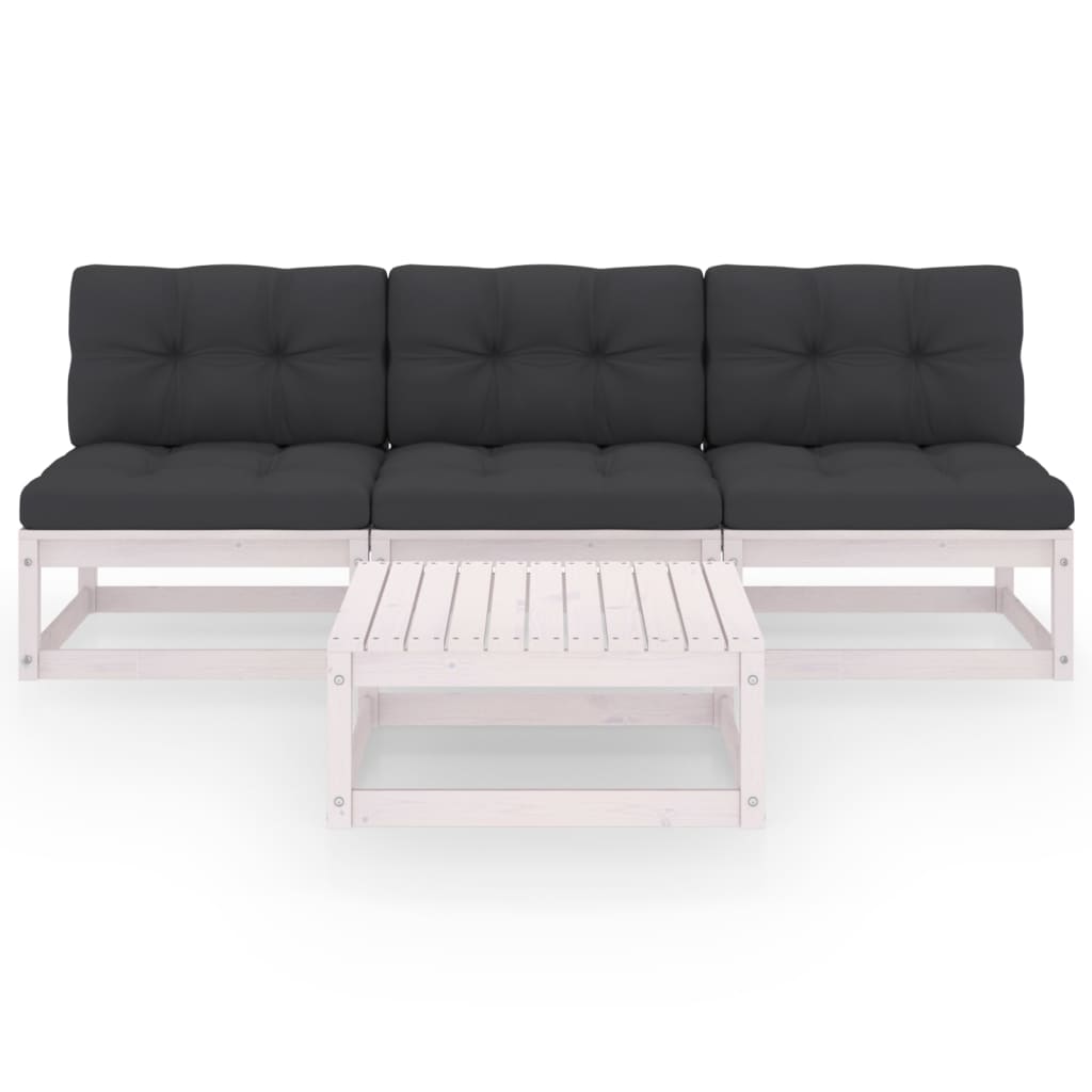 4 pcs conjunto lounge de jardim com almofadões pinho maciço - Image 2