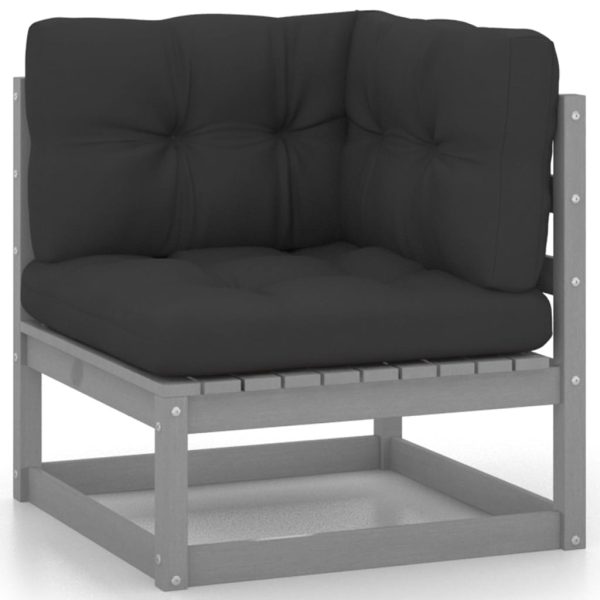 4 pcs conjunto lounge de jardim c/ almofadões pinho maciço - Image 3
