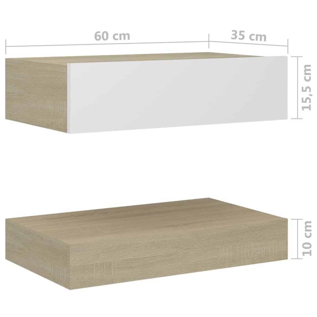Mesa de cabeceira 60x35 cm contraplacado branco/carvalho sonoma - Image 11