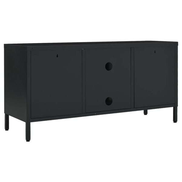 Móvel de TV 105x35x52 cm aço e vidro preto - Image 5