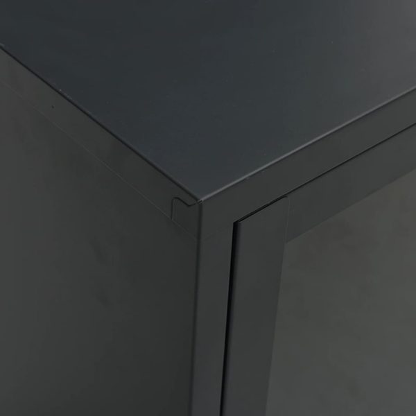 Móvel de TV 105x35x52 cm aço e vidro preto - Image 8