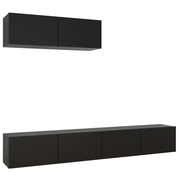 Móveis de TV 3 pcs contraplacado preto - Image 2