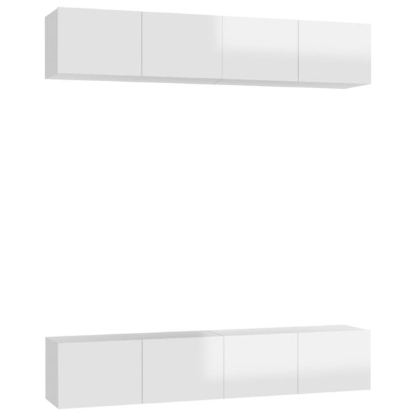 Móveis de TV 4 pcs 80x30x30 cm contraplacado branco brilhante - Image 2