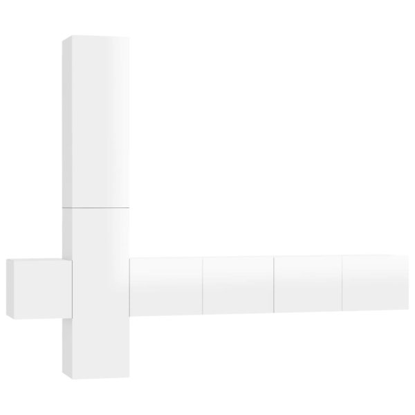 5 pcs conjunto de móveis de TV contraplacado branco brilhante - Image 2