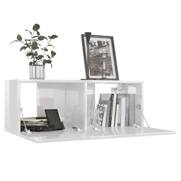 5 pcs conjunto de móveis de TV contraplacado branco brilhante - Image 4